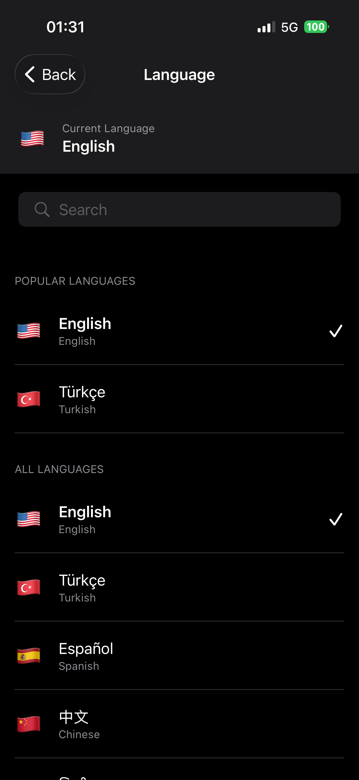 Language picker